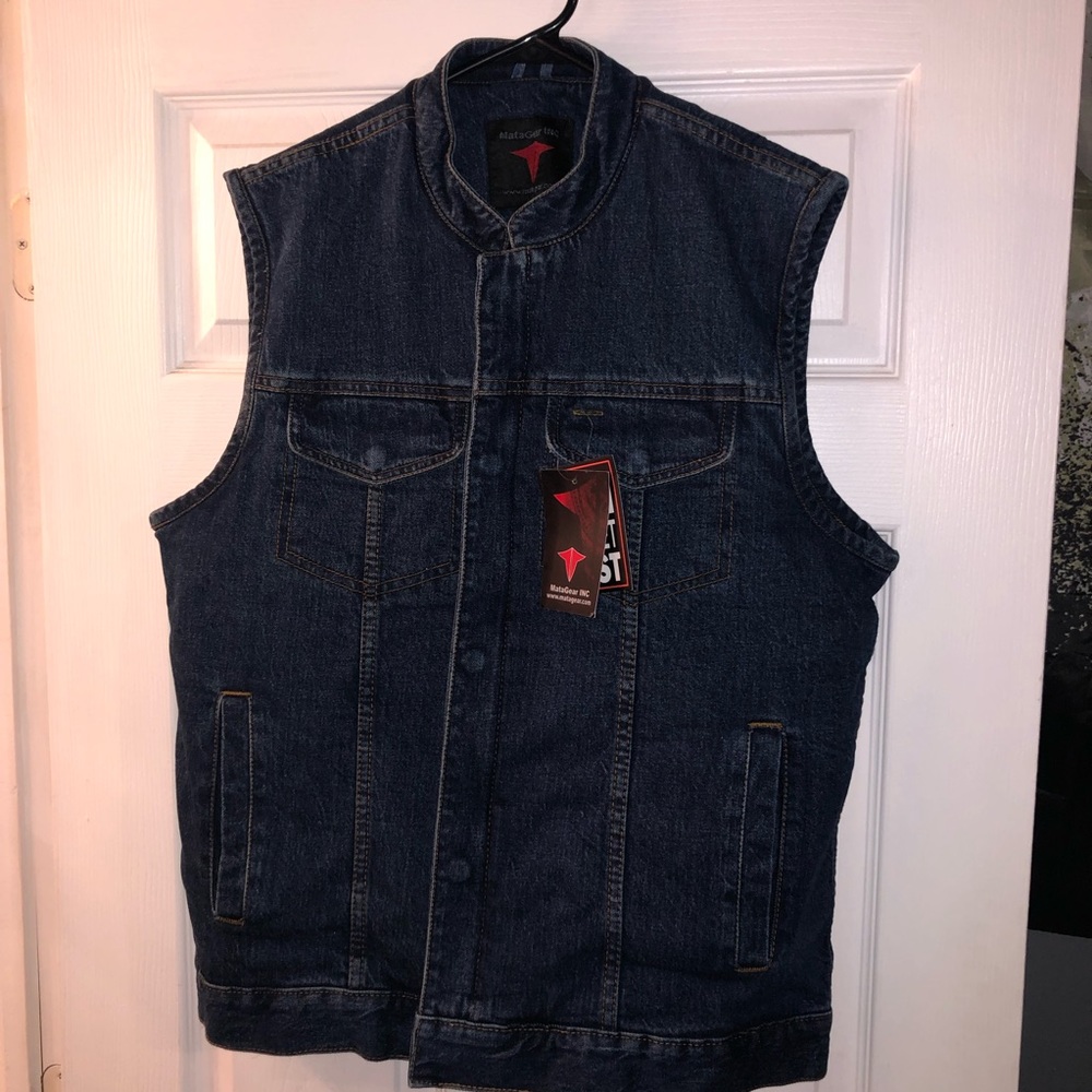 BRAND NEW *NWT* Denim Motorcycle Vest- L